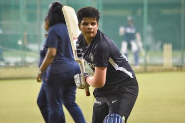 Shafali Verma in training for the series against the West Indies, where she has broken Sachin Tendulkar's 30-year-old record. AFP