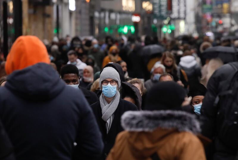 Masked shoppers in the main shopping street of Brussels, Belgium. EPA