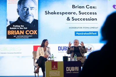 Brian Cox at the Emirates Airline Festival of Literature, in Dubai, in February. Leslie Pableo for The National