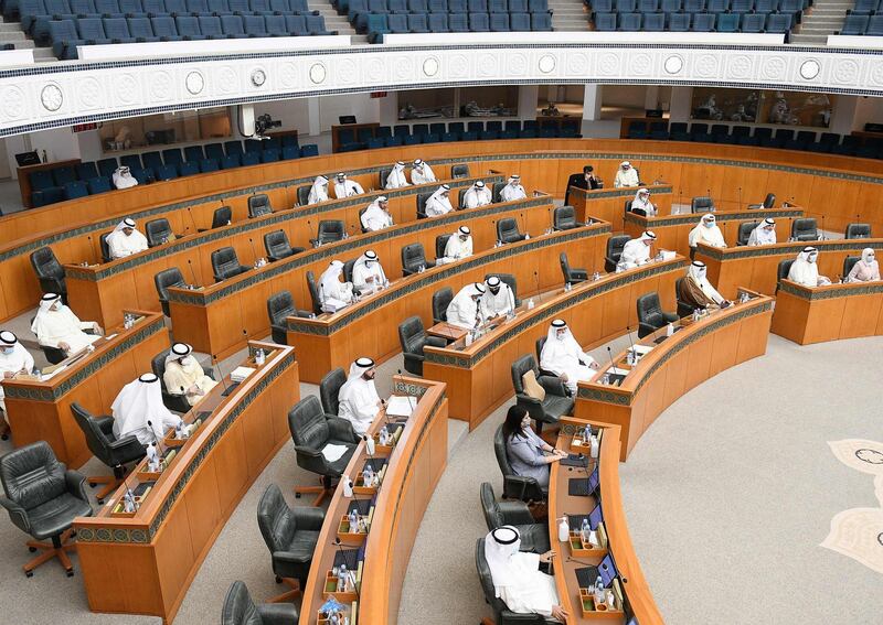 Kuwaiti MPs attend a parliament session at the national assembly in Kuwait City on January 22, 2020.  / AFP / YASSER AL-ZAYYAT
