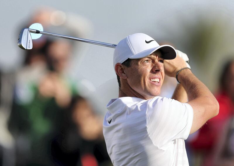 Abu Dhabi, United Arab Emirates - January 18th, 2018: Golfer Rory McIlroy in action at the Abu Dhabi HSBC Championship. Thursday, January 18th, 2018 at Abu Dhabi Golf Club, Abu Dhabi. Chris Whiteoak / The National