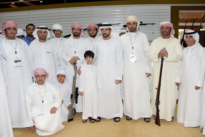 Sheikh Hamdan bin Mohammed, Crown Prince of Dubai, poses for a photo during his tour of Adihex on Friday. Wam