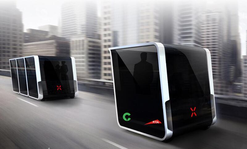 Above, an artist's concept of driverless pods. Courtesy Careem