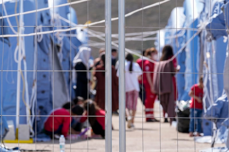 Afghan refugees in an Italian Red Cross refugee camp in Avezzano, Italy on Tuesday, The EU is looking to prevent more from joining them. AP