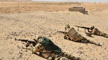 Egyptian soldiers in northern Sinai during a major assault against militants in Al Arish. Reuters