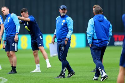 Scotland manager Steve Clarke during a training session at Lesser Hampden ahead of the game against England. PA