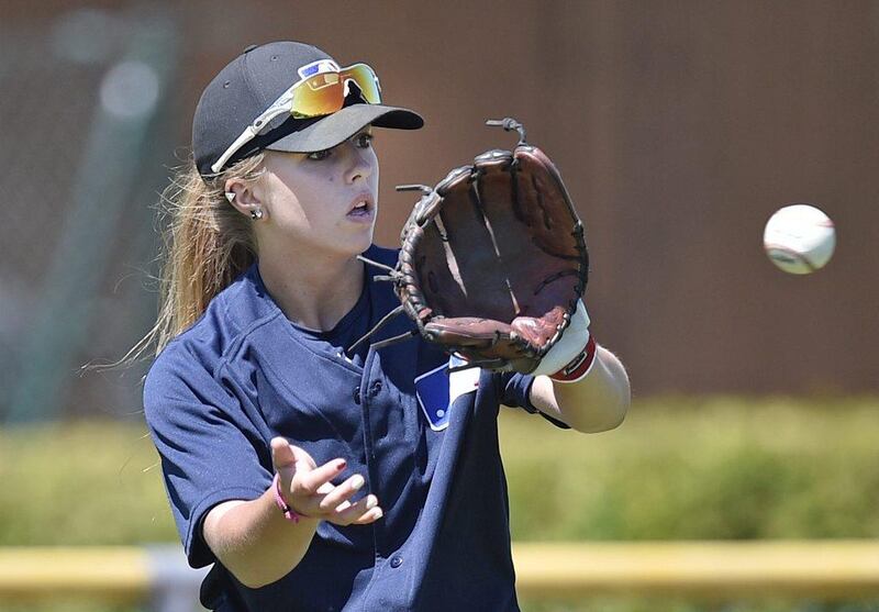 French baseball prospect Melissa Mayeux, the first girl to be included on Major League Baseball's international registration list, making her eligible to be signed by MLB clubs. Martin Meissner / AP