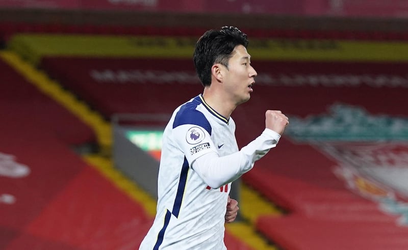 Tottenham's Son Heung-min after levelling the scores. EPA