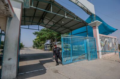 A Hamas officer guards the Palestinian side of the Erez checkpoint in the northern Gaza Strip, last year. EPA