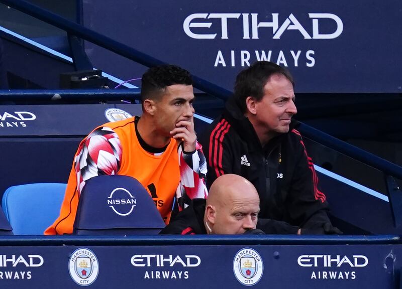 Manchester United's Cristiano Ronaldo failed to make it off the bench against Manchester City at the Etihad Stadium. PA