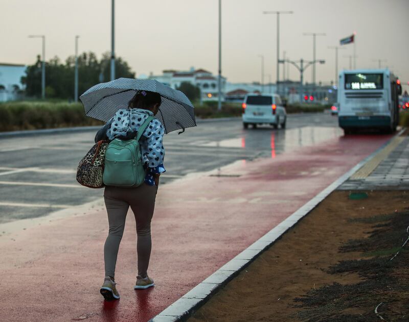 Global forecaster Windy said heavy rain and thunderstorms were expected in Abu Dhabi. Victor Besa / The National