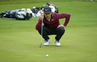 NEWTOWN SQUARE, PA - SEPTEMBER 10: Tommy Fleetwood of England lines up his putt on the ninth hole during the weather delayed final round of the BMW Championship at Aronimink Golf Club on September 10, 2018 in Newtown Square, Pennsylvania.   Hunter Martin/Getty Images/AFP
== FOR NEWSPAPERS, INTERNET, TELCOS & TELEVISION USE ONLY ==
