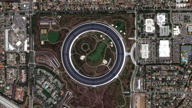 The site of the Apple headquarters in Cupertino, California on August 1, 2018.