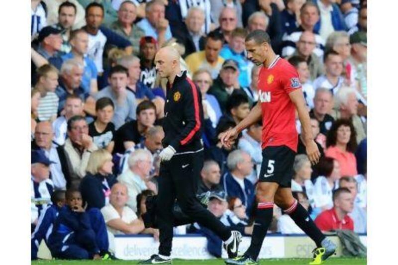 Rio Ferdinand comes off during Manchester United's victory over West Brom on Sunday. Mike Hewitt / Getty Images
