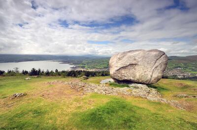 The Cloughmore Stone in Kilbroney (Rostrevor) Forest Park in County Down, Northern Ireland. Overlooking Carlingford Lough. Getty Images