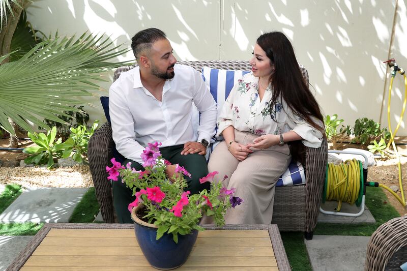 Odai Alsoubie and wife Sandra bought their Dh1.7m townhouse in Mira Oasis in 2020. All photos: Pawan Singh / The National 