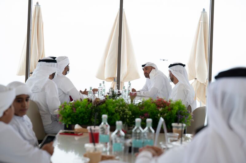 Sheikh Mohamed bin Zayed tweeted pictures of the Al Suhub Rest Area, describing it as a 'Cloud Lounge'.