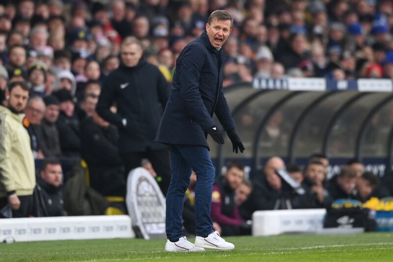 Leeds United manager Jesse Marsch reacts on the touchline. Getty 