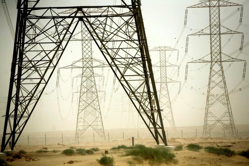 16/07/09 - Northern Kuwait - Power lines in Northern Kuwait near Iraq border during a sandstorm on Monday July 13, 2009.    (Andrew Henderson/The National)

 *** Local Caption ***  ah_090716_Stock_Kuwait_0002.JPG