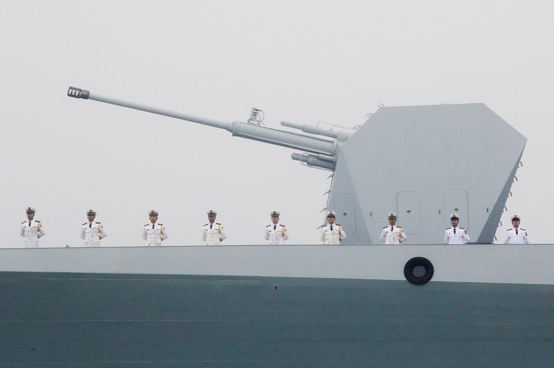 Chinese destroyer Taiyuan takes part in a naval parade off the eastern port city of Qingdao, China. Reuters