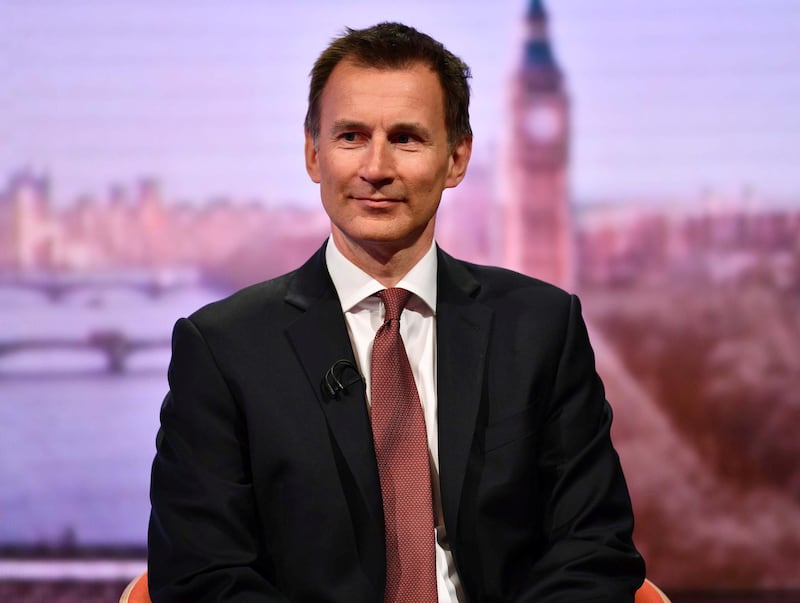 British Foreign Minister Jeremy Hunt appears on BBC TV's The Andrew Marr Show in London, Britain March 10, 2019. Jeff Overs/BBC/Handout via REUTERS THIS IMAGE HAS BEEN SUPPLIED BY A THIRD PARTY. NO RESALES. NO ARCHIVES. NOT FOR USE MORE THAN 21 DAYS AFTER ISSUE.