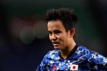 SAITAMA, JAPAN - AUGUST 03: Takefusa Kubo #7 of Team Japan looks on during the Men's Football Semi-final match between Japan and Spain on day eleven of the Tokyo 2020 Olympic Games at Saitama Stadium on August 03, 2021 in Saitama, Japan. (Photo by Francois Nel / Getty Images)