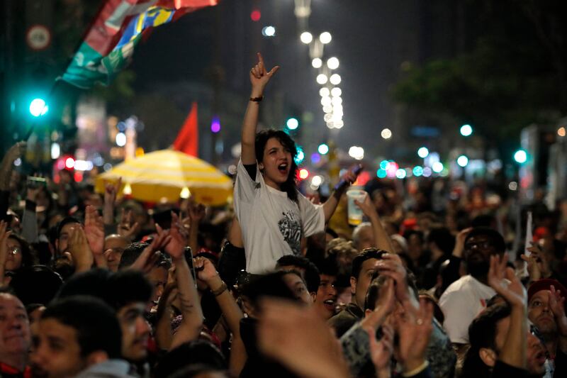 Lula supporters in Sao Paulo celebrate his comeback. AFP