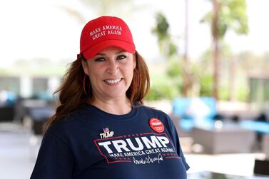 Nikki Cruz at the Trump International Golf Club, Dubai, on Wednesday as the results come in. Mrs Cruz was hoping for a victory for US President Donald Trump. Chris Whiteoak / The National