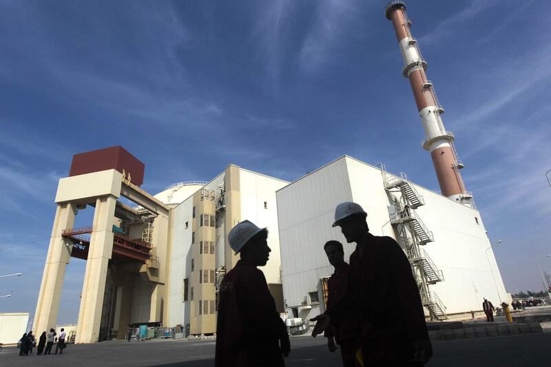 (FILES) This file photo taken on October 26, 2010 shows the reactor building at the Russian-built Bushehr nuclear power plant in southern Iran, 1200 Kms south of Tehran. Iran's foreign minister warned on June 11 of the consequences of waging "economic war" against the Islamic republic through US sanctions, saying those conducting and supporting it could not expect to "remain safe". / AFP / MEHR NEWS / MAJID ASGARIPOUR
