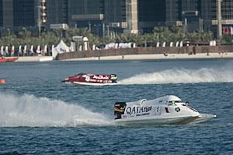 Jay Price, racing under the Qatar flag, on his way to victory in the Abu Dhabi Grand Prix yesterday.