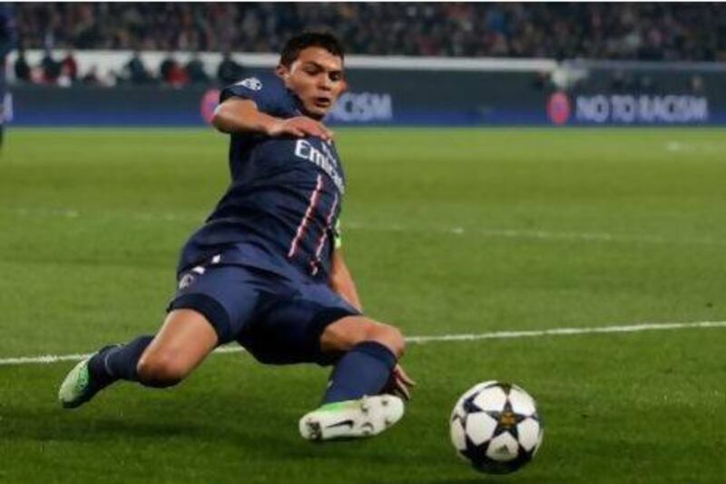 Thiago Silva, a stalwart for the PSG defence, has been linked to Barcelona. Dean Mouhtaropoulos / Getty Images