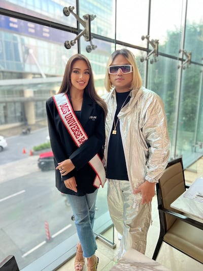 Miss Universe Bahrain Evlin Khalifa with the event's national director, Josh Yugen, in Manila. Photo: Miss Universe Bahrain
