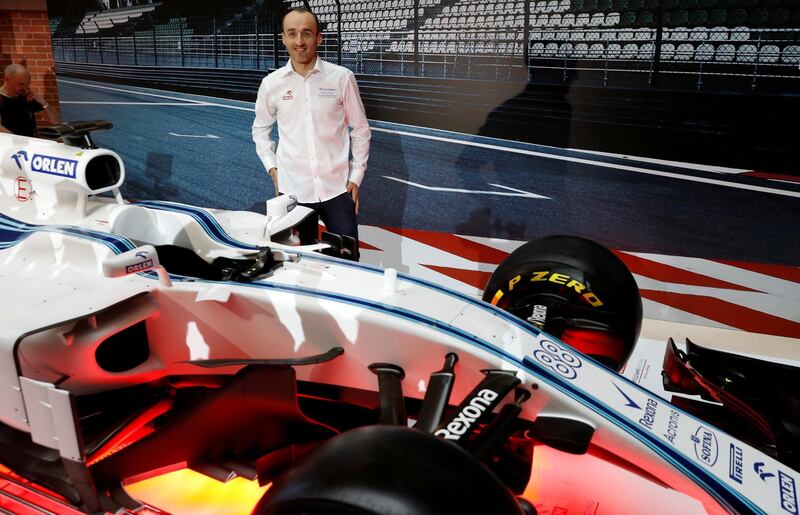 FILE PHOTO: Williams' driver Robert Kubica poses during a news conference with Poland's biggest oil refiner PKN Orlen on their cooperation in the Formula One in Warsaw, Poland, January 29, 2019. REUTERS/Kacper Pempel/File Photo