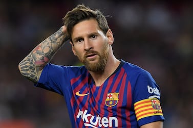 (FILES) In this file photo taken on August 18, 2018 Barcelona's Argentinian forward Lionel Messi reacts during the Spanish league football match between Barcelona and Alaves at the Camp Nou stadium in Barcelona.  - Plan A was to stay at Barcelona but after the Catalan club, home for his entire career, ruefully accepted it cannot afford him any more, Lionel Messi was on August 7, 2021 expected to be about to embark on plan P for Paris.  French fans and media alike were salivating on the effect the superstar's mooted arrival at Paris Saint-Germain would have on the club and the French league as a whole amid reports the Argentinian will end up in the capital.  (Photo by LLUIS GENE  /  AFP)