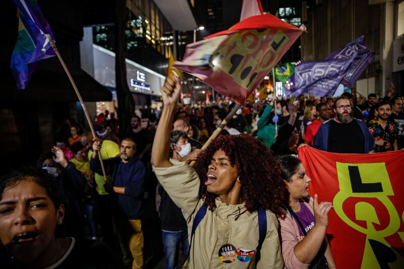 Demonstrators during a pro-government protest in Sao Paulo. Bloomberg