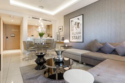 This 1-bedroom apartment in Paramount Tower in Business Bay is ready for occupancy and the developer can provide a post-handover payment plan. Courtesy Luxhabitat Sotheby’s International Realty