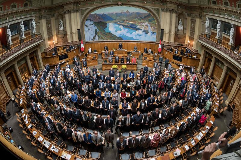 Members of Parliament on the closing day of the 51st legislature of the Swiss National Council. AFP