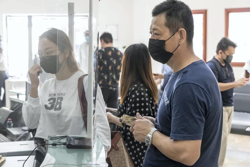 Covid-19 inoculations start in Dubai for Chinese nationals on visit visas to the UAE at the Al Safa Health Centre in Dubai on May 27th, 2021. Chinese Nationals wait for their vaccination shots as their appointments come up.
Antonie Robertson / The National.
Reporter: Ramola Talwar for National.