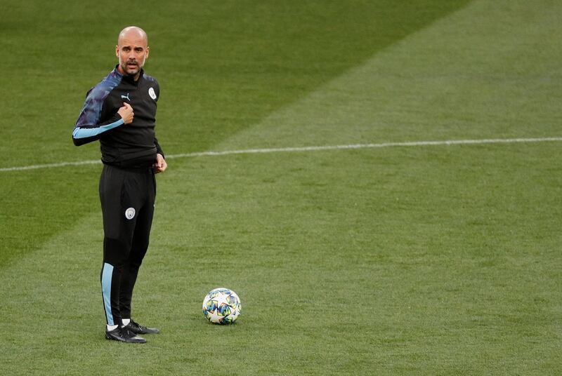 Manchester City manager Pep Guardiola during training. Reuters
