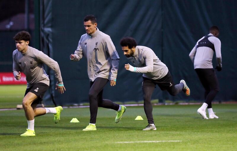 Mohamed Salah with Dejan Lovren during training. Reuters