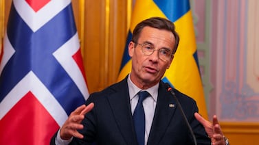 Sweden's Prime Minister Ulf Kristersson said defence 'against countries that could threaten us with nuclear weapons' was vital but in a 'worst-case scenario'. EPA
