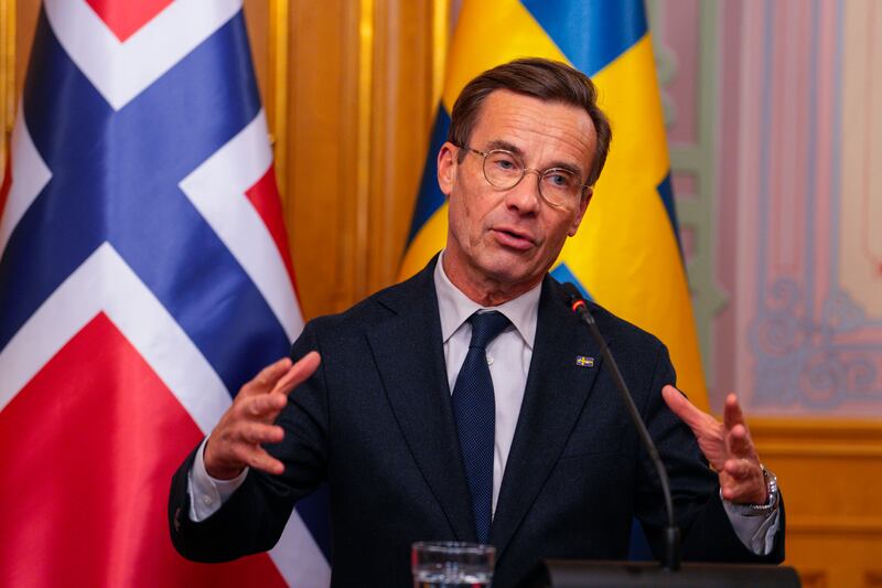 Sweden's Prime Minister Ulf Kristersson said defence 'against countries that could threaten us with nuclear weapons' was vital but in a 'worst-case scenario'. EPA