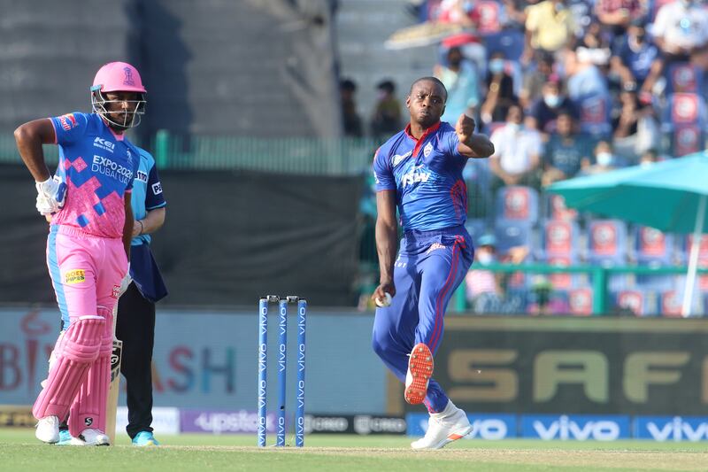 Kagiso Rabada of Delhi Capitals bowls in Abu Dhabi on Saturday. Sportzpics for IPL