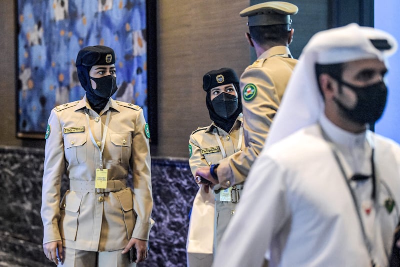 Bahraini female security officers at the dialogue.