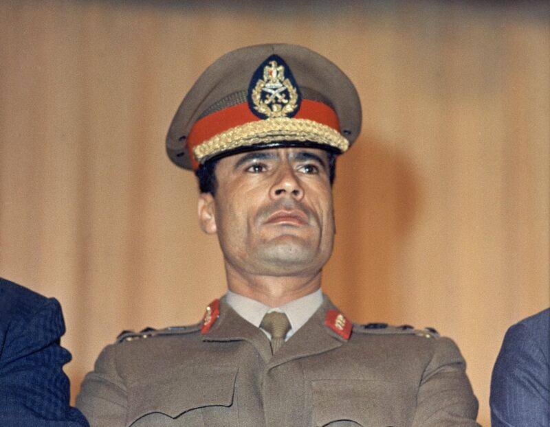 Moammar Gadhafi, Libyan strongman at the Cairo Airport in 1970. (AP Photo)