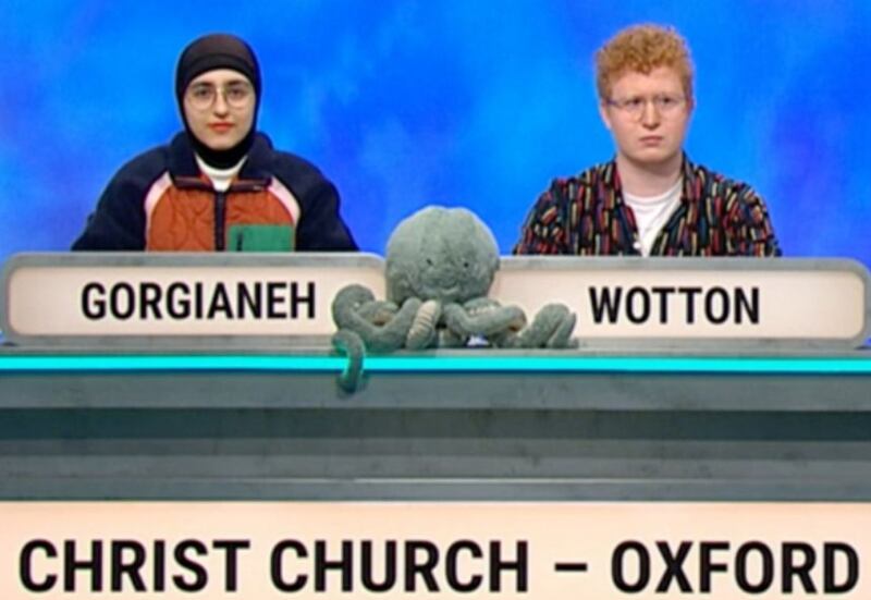 Melika Gorgianeh's team had an octopus mascot in an episode of University Challenge broadcast in November