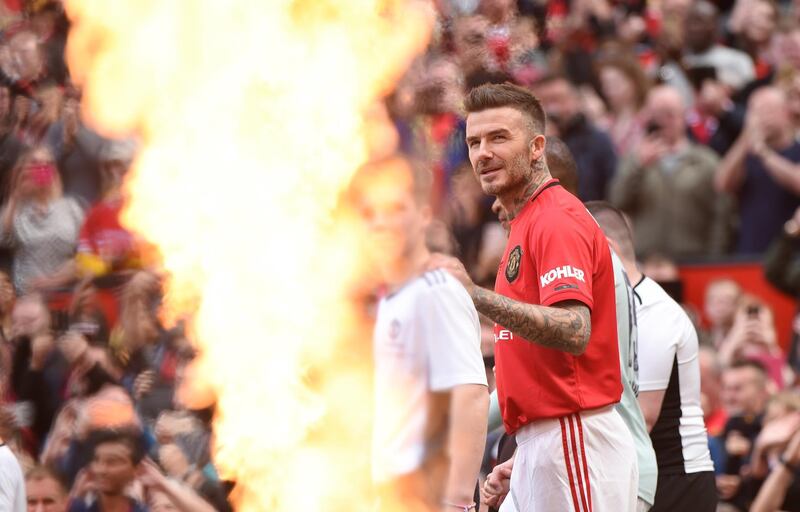 Beckham was given a warm reception by fans on his Old Trafford return. Getty