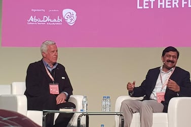 Ziauddin Yousafzai (right) discusses his memoir, 'Let Her Fly', at the Abu Dhabi International Book Fair