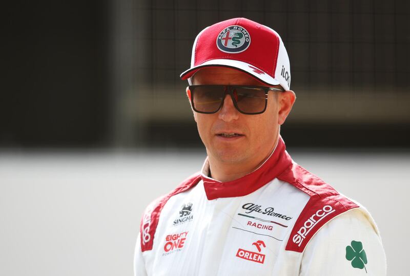 BAHRAIN, BAHRAIN - MARCH 12: Kimi Raikkonen of Finland and Alfa Romeo Racing looks on from the grid during Day One of F1 Testing at Bahrain International Circuit on March 12, 2021 in Bahrain, Bahrain. (Photo by Joe Portlock/Getty Images)