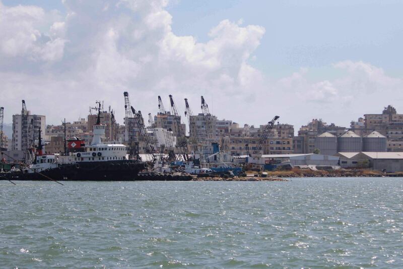 Tripoli port in northern Lebanon has been handling ships diverted from Beirut after the blast at the port there on August 4, 2020. AFP